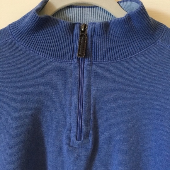 Jos A Bank Men's Blue Cotton Quarter Zip Sweater Medium - Picture 3 of 8